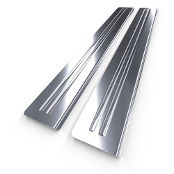 Steel door sill trim for Alfa Romeo Stelvio SUV (5 doors) - (2016-....) - Croni - 2 Line - silver (satin)