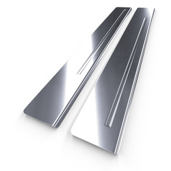 Steel door sill trim for Alfa Romeo Stelvio SUV (5 doors) - (2016-....) - Croni - One Line - silver (matt)