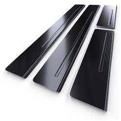 Steel door sill trim for Audi A6 C5 Allroad (5 doors) - (2000-2006) - Croni - One Line - black (sanded surface)