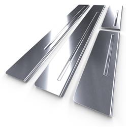 Steel door sill trim for Citroen C4 Grand Picasso I MPV (5 doors) - (2007-2013) - Croni - One Line - silver (satin)