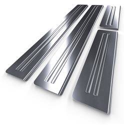 Steel door sill trim for Mitsubishi Colt I Hatchback (5 doors) - (2003-2008) - Croni - 2 Line - silver (matt)