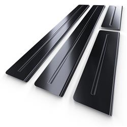 Steel door sill trim for Renault Laguna III Sport Tourer, Hatchback (5 doors) - (2007-2015) - Croni - Long Line - black (sanded surface)