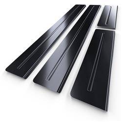 Steel door sill trim for Renault Megane II Sport Tourer, Hatchback, Saloon (4 doors, 5 doors) - (2002-2006) - Croni - Long Line - black (sanded surface)