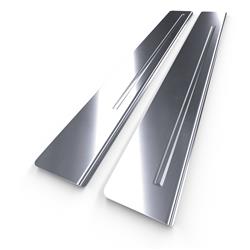 Steel door sill trim for Chrysler Voyager IV MPV (5 doors) - (2000-2003) - Croni - One Line - silver (matt)