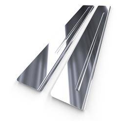 Steel door sill trim for Peugeot 307 Hatchback (3 doors) - (2001-2007) - Croni - One Line - silver (glossy)