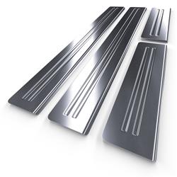 Steel door sill trim for Peugeot 607 Saloon (4 doors) - (2000-2010) - Croni - 2 Line - silver (matt)