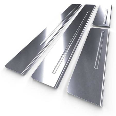 Steel door sill trim for Alfa Romeo 147 Hatchback (5 doors) - (2002-2010) - Croni - One Line - silver (matt)