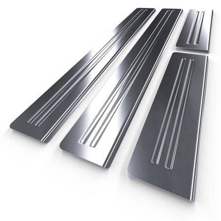 Steel door sill trim for Alfa Romeo Giulia Saloon (4 doors) - (2016-....) - Croni - 2 Line - silver (matt)