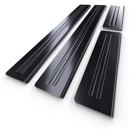 Steel door sill trim for Audi A5 8T Sportback (5 doors) - (2009-2011) - Croni - 2 Line - black (sanded surface)