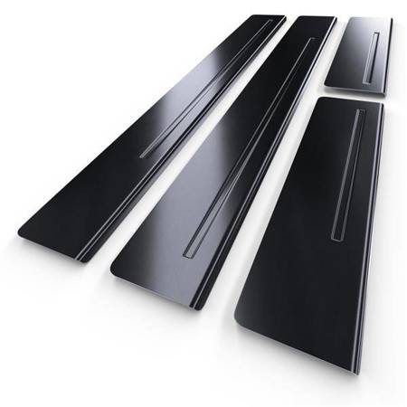 Steel door sill trim for Audi A6 C5 Allroad (5 doors) - (2000-2006) - Croni - One Line - black (sanded surface)