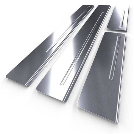 Steel door sill trim for Audi A6 C5 Allroad (5 doors) - (2000-2006) - Croni - One Line - silver (matt)