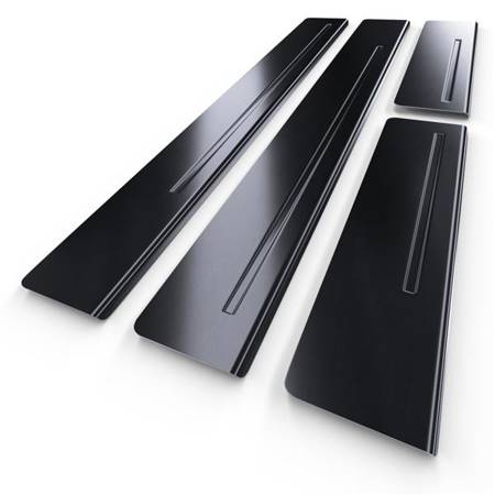 Steel door sill trim for BMW X3 E83 LCI SAV (5 doors) - (2006-2010) - Croni - One Line - black (sanded surface)