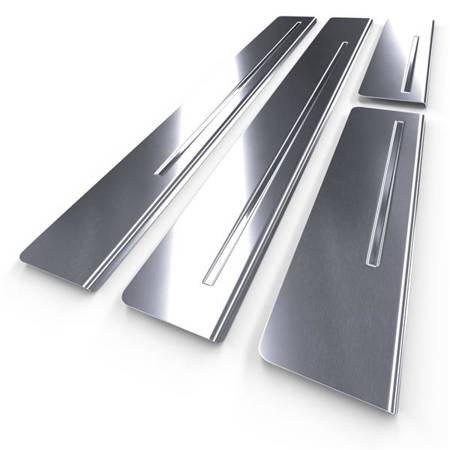 Steel door sill trim for Dodge Journey Crossover (5 doors) - (2007-2014) - Croni - One Line - silver (satin)