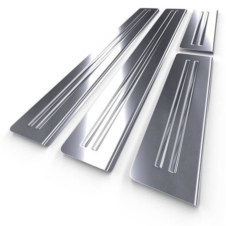 Steel door sill trim for Fiat Freemont Crossover (5 doors) - (2011-2016) - Croni - 2 Line - silver (satin)