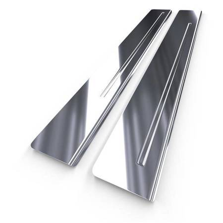 Steel door sill trim for Fiat Punto II Hatchback (3 doors) - (2000-2011) - Croni - One Line - silver (glossy)