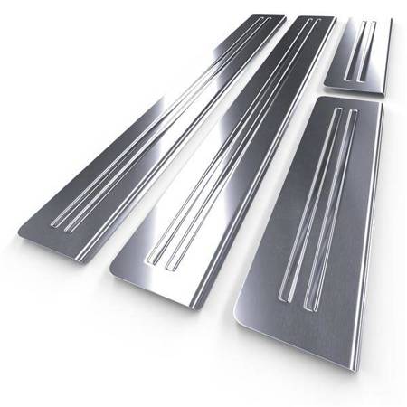 Steel door sill trim for Ford Puma II Crossover (5 doors) - (2019-....) - Croni - 2 Line - silver (satin)