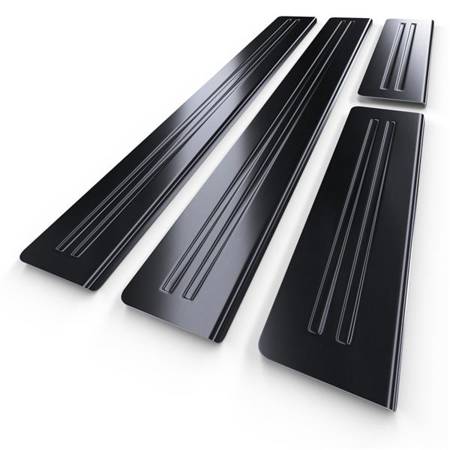 Steel door sill trim for Kia Sportage IV QL SUV (5 doors) - (2015-2021) - Croni - 2 Line - black (sanded surface)