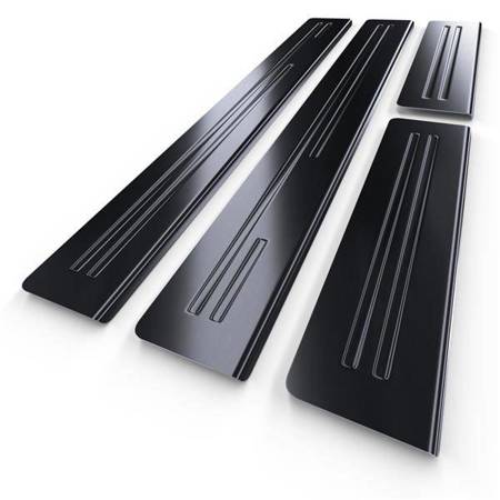 Steel door sill trim for Mitsubishi ASX I, II SUV (5 doors) - (2010-2017) - Croni - Asymetric - black (sanded surface)