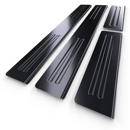 Steel door sill trim for Nissan Qashqai J10 FL Crossover (5 doors) - (2010-2013) - Croni - Symetric - black (sanded surface)