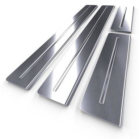 Steel door sill trim for Renault Clio III Sport Tourer, Hatchback (5 doors) - (2005-2011) - Croni - Long Line - silver (satin)