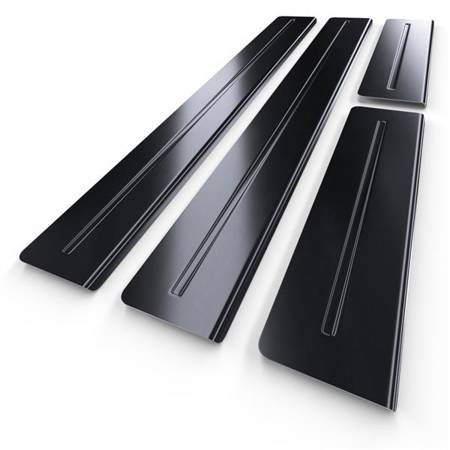 Steel door sill trim for Renault Laguna III Sport Tourer, Hatchback (5 doors) - (2007-2015) - Croni - Long Line - black (sanded surface)