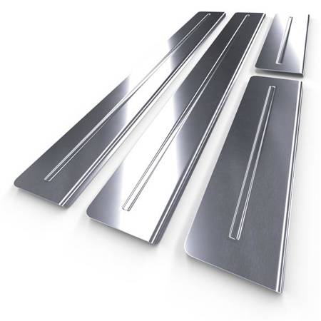 Steel door sill trim for Renault Laguna III Sport Tourer, Hatchback (5 doors) - (2007-2015) - Croni - Long Line - silver (matt)