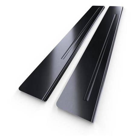 Steel door sill trim for Vauxhall Corsa D Hatchback (3 doors) - (2006-2014) - Croni - One Line - black (sanded surface)