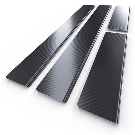 Steel door sill trim for Renault Captur I SUV (5 doors) - (2013-2019) - Croni - Standard - black (carbon film)