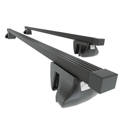Steel roof rack for Volkswagen Caddy Maxi Life mk IV Cargo (2016-2021) - black - Amos - Alfa - O - rail roofs